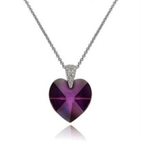 Sterling Silver Purple Heart Necklace Created with Swarovski Crystals