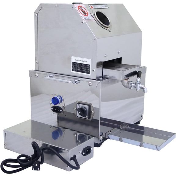 PreAsion 304 Stainless Steel Electric Sugarcane Juice Extractor Fruit Press with Transformer From 110V to 24V