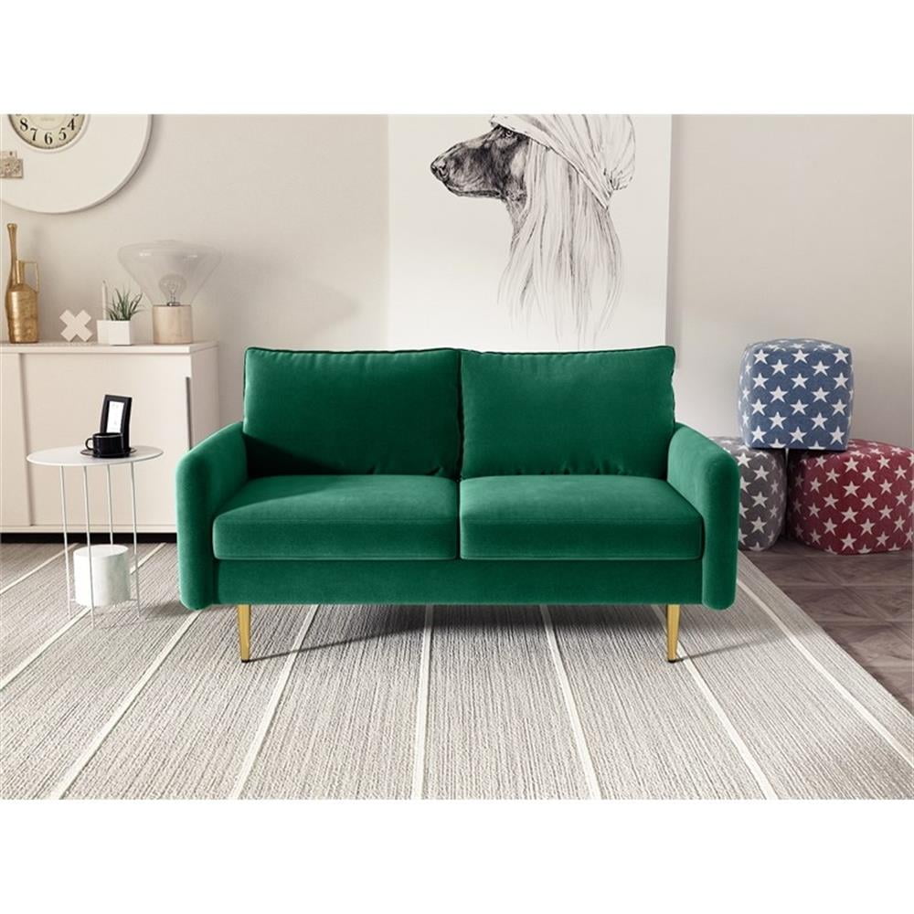 Kingway Furniture Almor Velvet Living Room Loveseat in Green