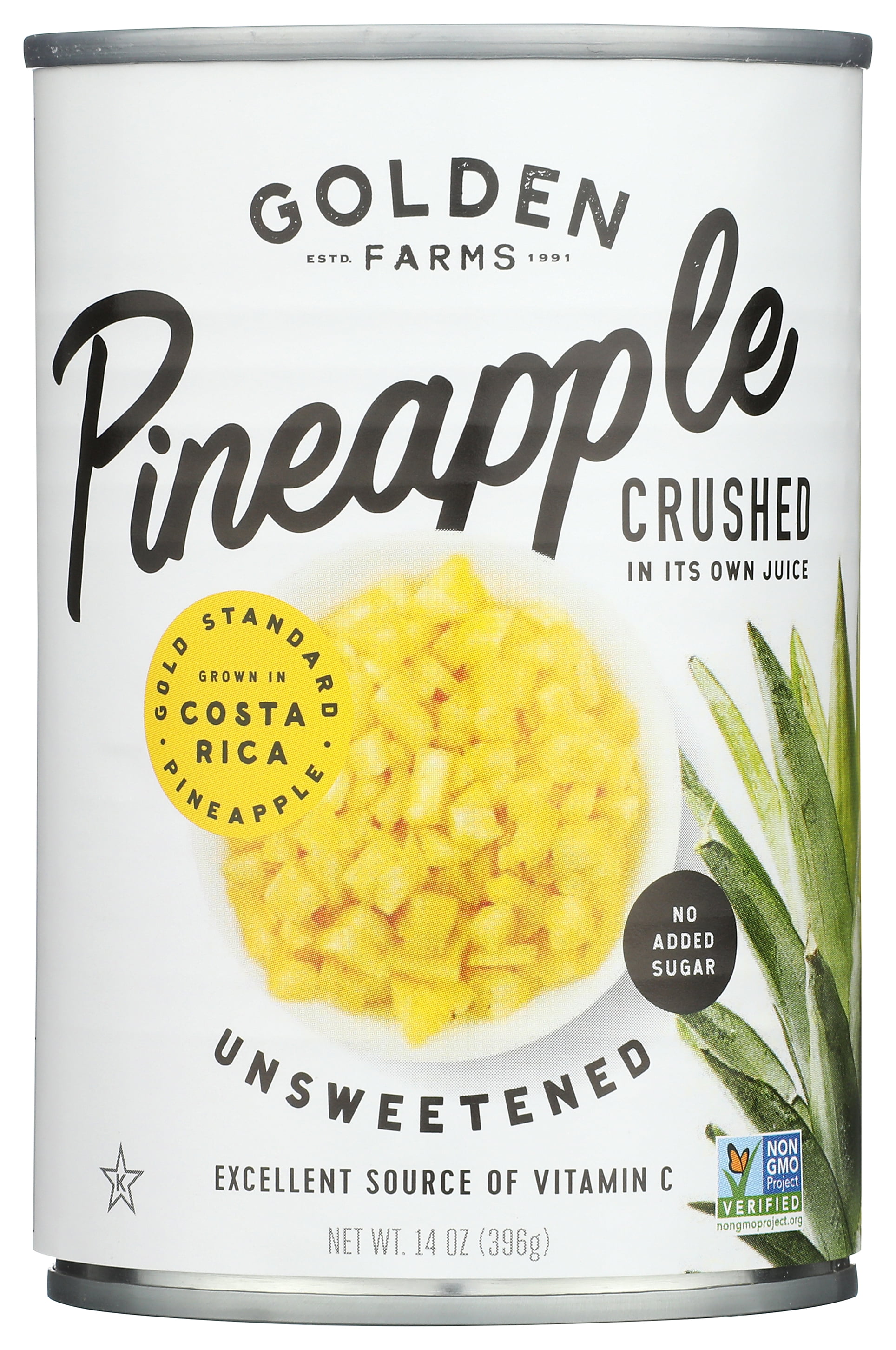 (3 pack) Golden Farms Unsweetened Conventional Crushed Pineapple, 14 Oz Can