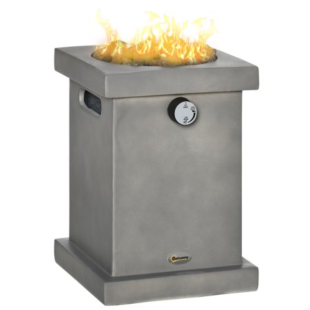 Outsunny Portable Outdoor Propane Fire Pit  Small Tabletop Fireplace  10 Inch Square Gas Firebowl  10 000 BTU  w/ Lava Rocks  CSA Certification  for Garden  Patio  Light Grey