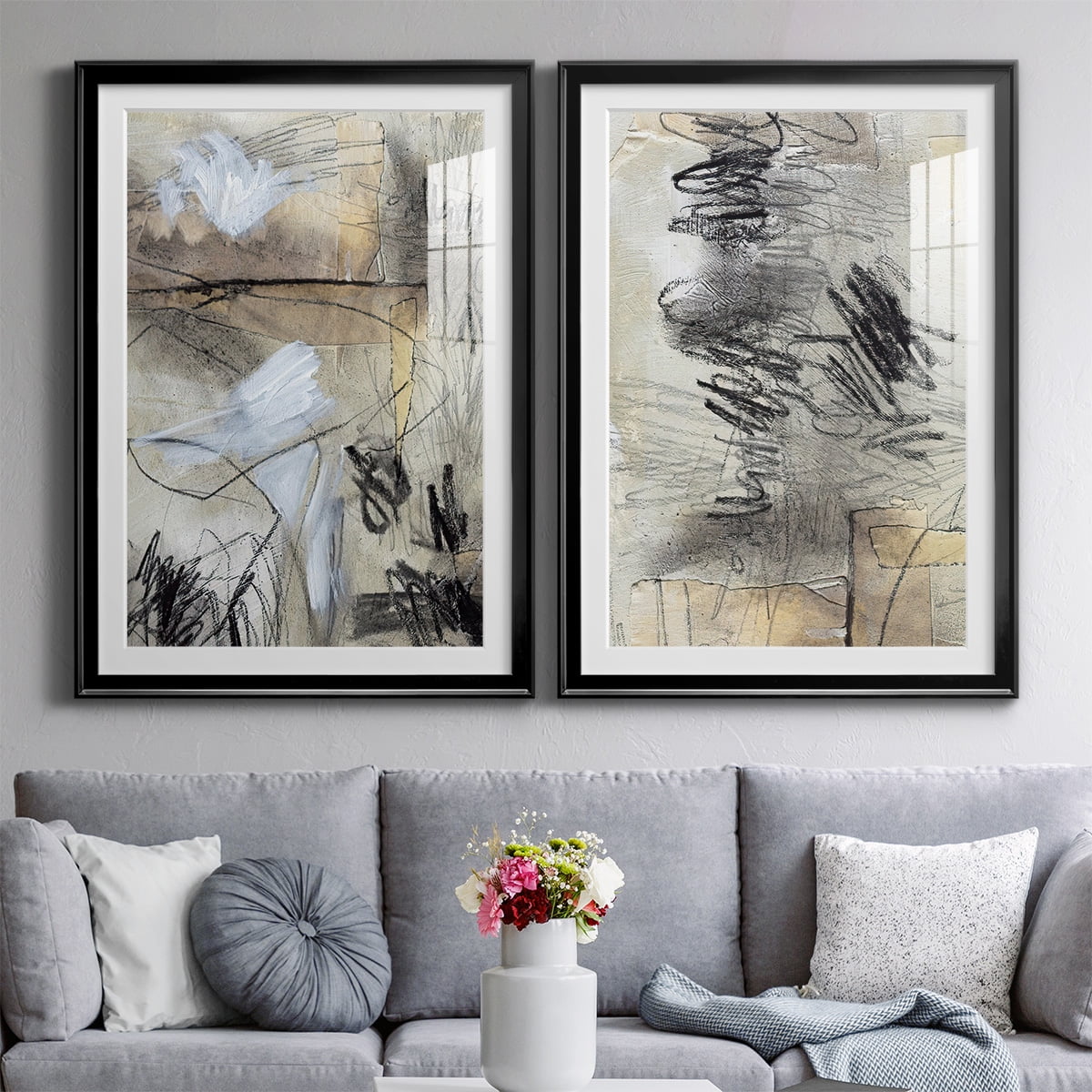 Wexford Home Masked Notes I Premium Framed Print, 26.5" x 36.5" - Ready to Hang, Black (Set of 2)