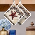 thumbnail image 2 of Red Texas Star Rustic Pot Holders for Kitchen Heatproof Potholder, 2 Pack Country Star Berries Wooden Hot Pads Multipurpose Oven Pads Cloth Potholders Trivet for Cooking and Baking, 2 of 8