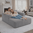 thumbnail image 2 of Miniyam Oversized Corduroy Chaise Lounge Sofa, Deep Seat Plush Couch with Pillows, Upholstered Floor Sofa, No Assembly for Living Room Bedroom, Gray, 2 of 7