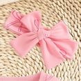 thumbnail image 6 of Zanarzt Baby Rompers Girl Baby Girl Bow Romper Puff Long Sleeve Sweatshirt Bubble Bodysuit Cute Spring Clothes with Headband Pink,12-18 Months, 6 of 9
