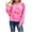 Hot Pink, variant on Lovskoo Sweaters for Women Printed Casual Loose Long Sleeve Knitting Turtleneck Sweater Blouse Tops Pink