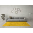 thumbnail image 3 of Ahgly Company Machine Washable Indoor Round Abstract Yellow Modern Area Rugs, 3' Round, 3 of 4