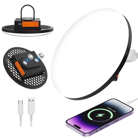 LED Camping Lantern Rechargeable, 6000LM 8800mAh Camping Light, Tent Light with Magnetic Base & Hook, IPX5 Waterproof Emergency Light for Work, Camping and Power Outages