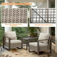 thumbnail image 5 of MeetLeisure Outdoor Wicker Metal Chairs Set of 2 with Side Table, 3 Pieces Patio Bistro Set with Removable Olefin Cushions & Wood-Looking Metal Armrest, Beige, 5 of 9