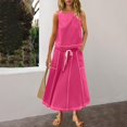 thumbnail image 4 of Prolriy Summer 2 Piece Outfits, Women's Holiday Sleeveless Vest Skirt Line Design Skirt Sets with Pockets Travel Outfits 2 Piece Sets for Women Pink XL, 4 of 8
