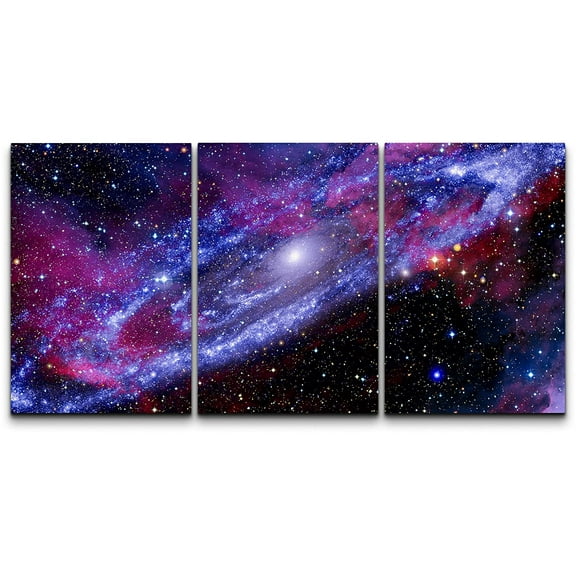 wall26 Canvas Print Wall Art Set Blue Purple Neon Spiral Galaxy Astronomy & Space Nature Digital Art Sci-Fi & Fantasy Decorative Landscape for Living Room, Bedroom, Office - 24"x36"