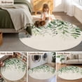thumbnail image 5 of Round Area Rug 3 Ft, Green Leaves Washable Non-Slip Circle Carpet for Living Room/Bedroom, Summer Botanical Low-Profile Small Floor Mats Collection Rugs for Indoor, 5 of 8