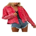 thumbnail image 3 of Veste Ample à Manches Longues pour Filles Automne Style Décontracté Couleur Unie Col à Revers Simple Boutonnage avec Poche, 3 of 6
