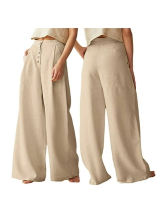 Women Fashion Wide Leg Palazzo Pants Casual Loose Flowy Pants Elastic High  Waisted Pants Summer Flowy Pants for Women