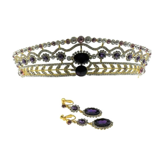 Conjunto de tiara y Pendientes Hugo Oro