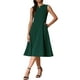thumbnail image 2 of Vestidos Notch V Neck INSPIRE CHIC para Mujeres, Elegante Vestido A-Line de Oficina con Bolsillos M Verde Oscuro, 2 of 6