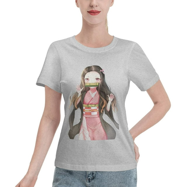 T-Shirt Basique à Manches Courtes pour Femmes Demon Slayer Blade Nidouzi