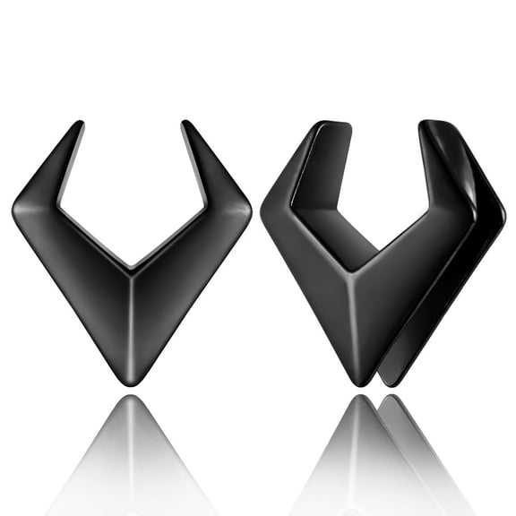 LADEMAYH 2pcs Surgical Steel 316L Ear Plugs Tunnels Gauges, Rhombus Design Saddle Shape Gauges for Ears, Hypoallergenic Body Piercing Jewelry for Gothic/Punk Styles (Black, 08mm=0g)