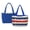 American Flag, variant on Rose Skull Print Reversible Quilted Tote Bag – Women's 2-in-1 Shoulder Handbag, Large Capacity Travel Tote with Multiple Pockets for Laptop, Water Bottle, Blue