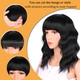 thumbnail image 6 of Black Mixed Brown Wig for Black Women 14 Inch Short Wavy Hair Wigs Curly Bob Wig with Bangs Wigs Shoulder Length Wigs for Black Women Bob Style Synthetic Heat Resistant, 6 of 8