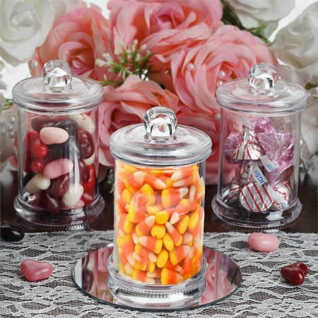 Efavormart 12 Pack 6oz Clear Plastic Candy Beverage Disposable Favor Jar Container With Clear Lid For Wedding Party Event