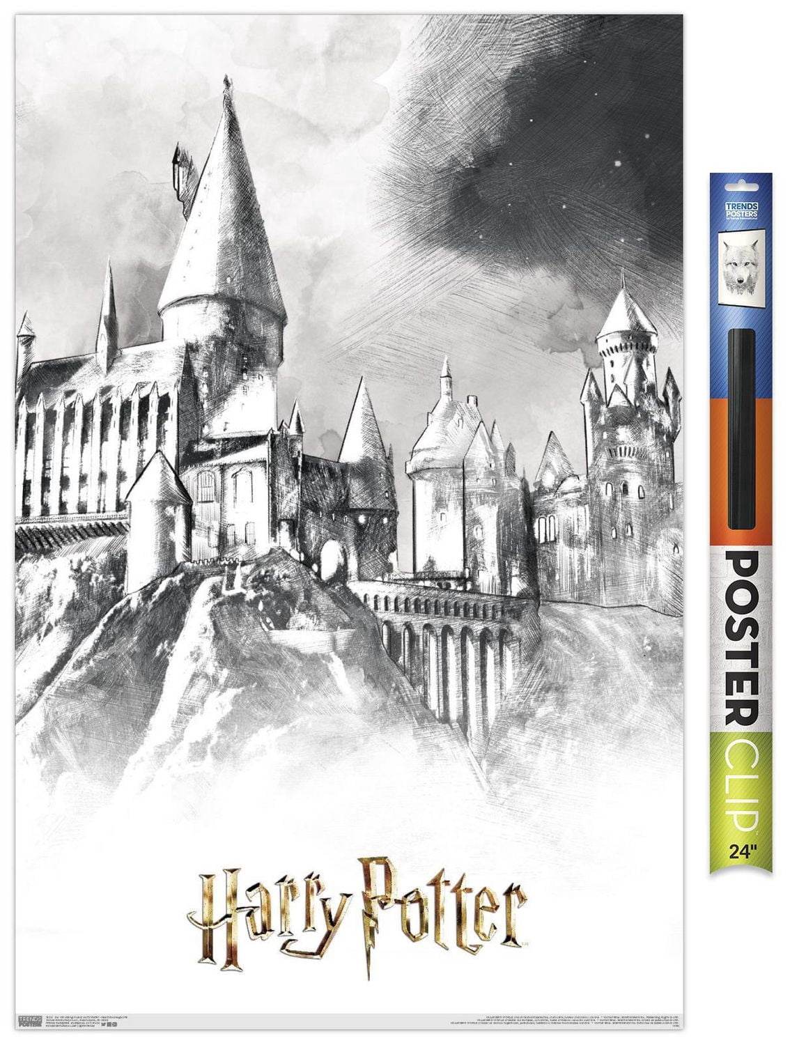The Wizarding World: Harry Potter - Illustrated Hogwarts Wall Poster, 22.375" x 34"