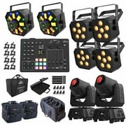 Chauvet DJ EZLink Par Q6BT ILS Quad-Color (RGBA) LED Pars 4 Package with Swarm Wash FX ILS 4-in-1 LED Effect Fixtures & ILS Command