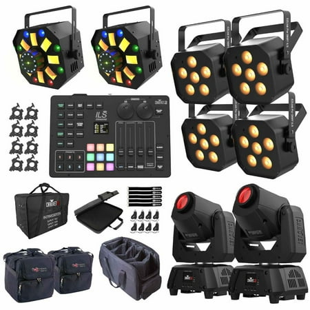 Chauvet DJ EZLink Par Q6BT ILS Quad-Color (RGBA) LED Pars 4 Package with Swarm Wash FX ILS 4-in-1 LED Effect Fixtures & ILS Command