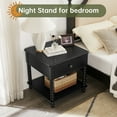 thumbnail image 5 of Morden Fort Farmhouse Spindle Wood Nightstand 1 Drawer 1 Shelf, Rustic Bedside Table, Black Finish, 5 of 8