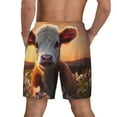 thumbnail image 2 of Lsque Mens Swim Trunks Sunset Calf Flower Field Pattern - Bathing Suit Compression Liner - Beach Swim Shorts Swimwear - (S-3XL) - Stretch Quick Dry -Small, 2 of 9
