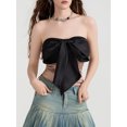 thumbnail image 5 of Musuos Women's Big Bow Front Tube Tops Strapless Contrast Color Bandeau Slim Fit Tops Summer Shirts, 5 of 9