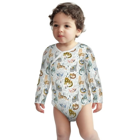 

Fotbe Cute Colorful Animal Pattern Unisex-baby Long-sleeve Bodysuit Long Sleeve Bodysuits One-piece 100% Organic Cotton for Infant Baby Boys Unisex-12 Months