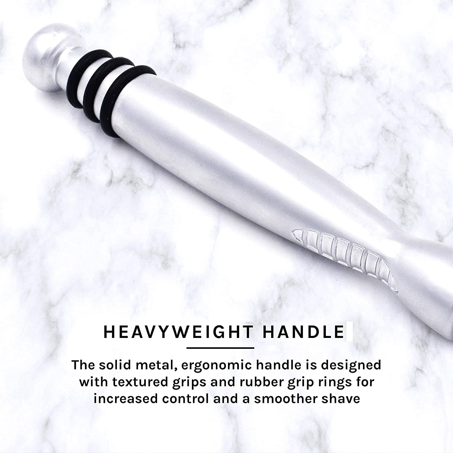 Heavyweight Chrome Razor Handle from Taconic Shave - Includes One Preloaded Razor Blade