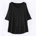 thumbnail image 2 of FAIWAD Womens Spring Summer Short Sleeve Tops V Neck Loose Irregular Hem Plus Size Pullover Tinic Tops, 2 of 6