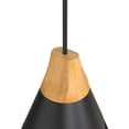 thumbnail image 6 of YANSUN Farmhouse Pendant Light with Wood & Metal Shade, Adjustable Height Matte Black Hanging Lamp for Kitchen Island Dining Room, 6 of 8