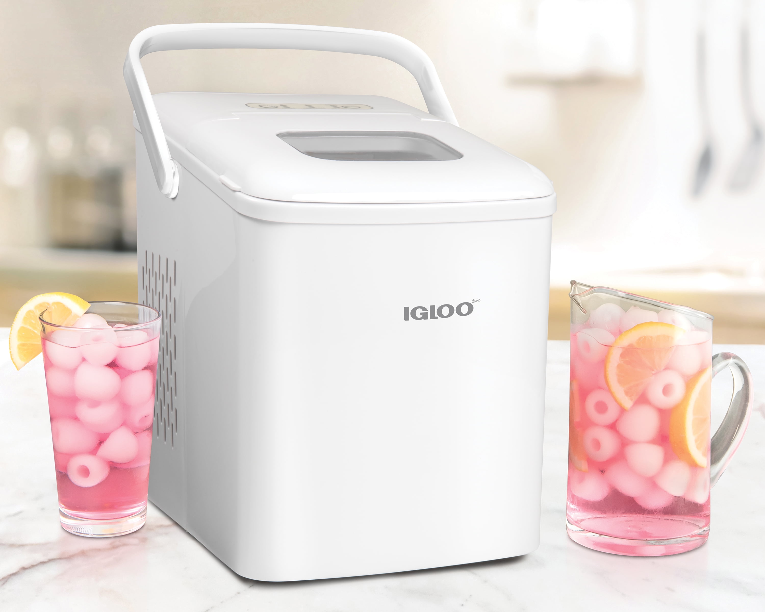 Igloo Iceb26hnwh 26 Pound Automatic Self Cleaning Portable Countertop Ice Maker Machine With Handle White Walmart Com Walmart Com