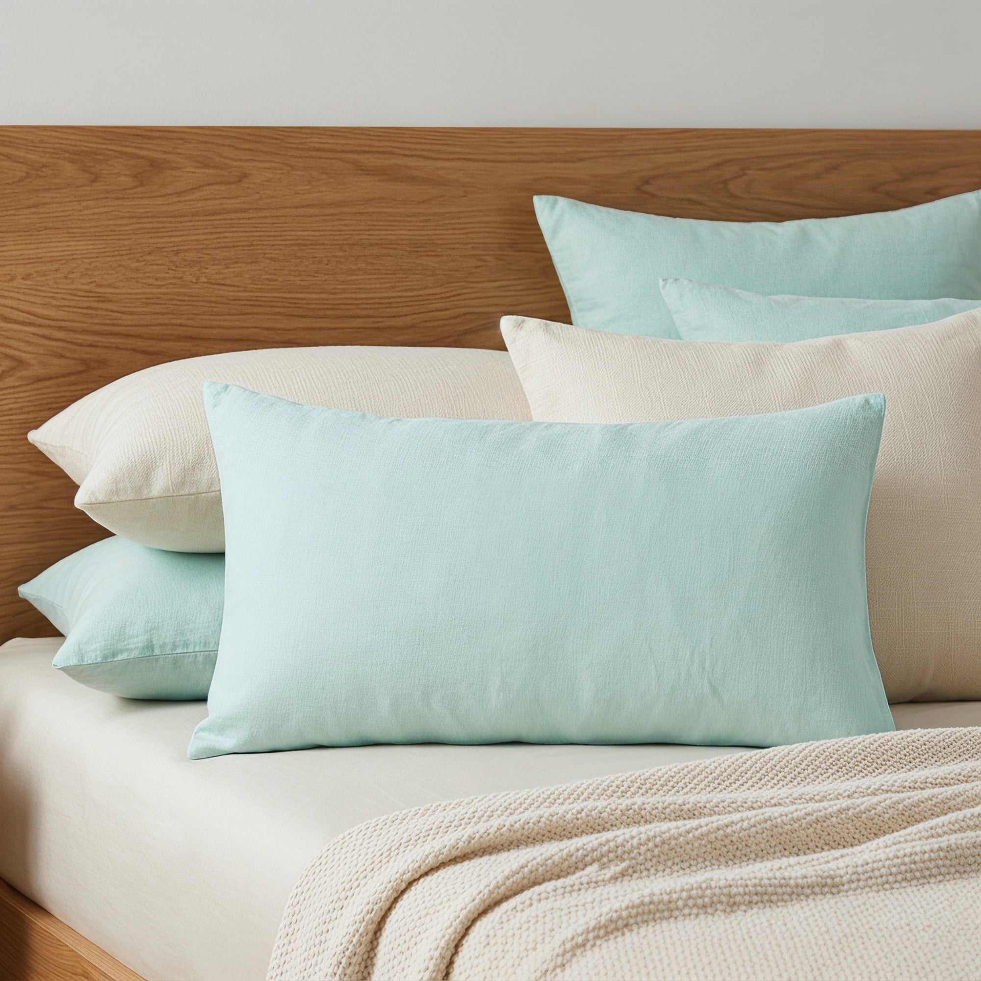 Unique Bargains 2 Pack Cotton Pillowcase Envelope Closure Bedding Blue - Light Yellow