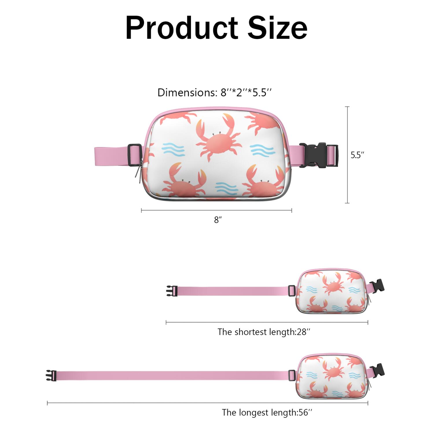 Belt Bag Fashion Waist Packs Bag with Adjustable Strap Marine Adorable Crab Sporty Waist Pack for Running for Workout