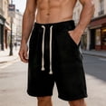 thumbnail image 2 of ZToonmas Men's Elastic Waist Drawstring Denim Shorts Loose Straight Leg Casual Summer Shorts with Pockets, 2 of 8