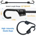 thumbnail image 2 of 12-inch double-hook bungee cord, heavy-duty outdoor 5-piece set 8 multi-purpose elastic bungee straps grey black bungee straps for tying down luggage, bicycles, 2 of 3