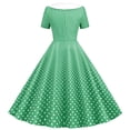 thumbnail image 3 of Women 50s 60s Retro Rockabilly Swing Dress Polka Dot Double Breasted Notch Lapel V-Neck Dresses Cocktail Party Evening Prom Gown, 3 of 6