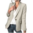 thumbnail image 2 of jjayotai Womens Coat Tops Clearance Womens Blazer Business Solid Lightweight Long Sleeve Lapel Button Coats Work Plus Size Casual Loose Suit Jackets With Pockets, 2 of 6