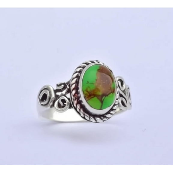 Green Copper Turquoise Ring, Gemstone Ring, 925 Silver Ring, Handmade Ring, Natural Turquoise, December Birthstone, Ring For Women