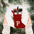 thumbnail image 4 of 7 Inch Mini Christmas Stockings, 2PCS Red Christmas Initial Letter Cable Knit Stockings with Alphabet Decorations for Home Family Fireplace Hanging Gifts DIY Decor (L), 4 of 4