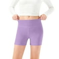 thumbnail image 5 of CPNG Girls Yoga Shorts Sports Cycling Leggings Dance Biker Cartwheel Shorts Solid Color High Waisted Tight Shorts(Purple,9-10 Years), 5 of 5