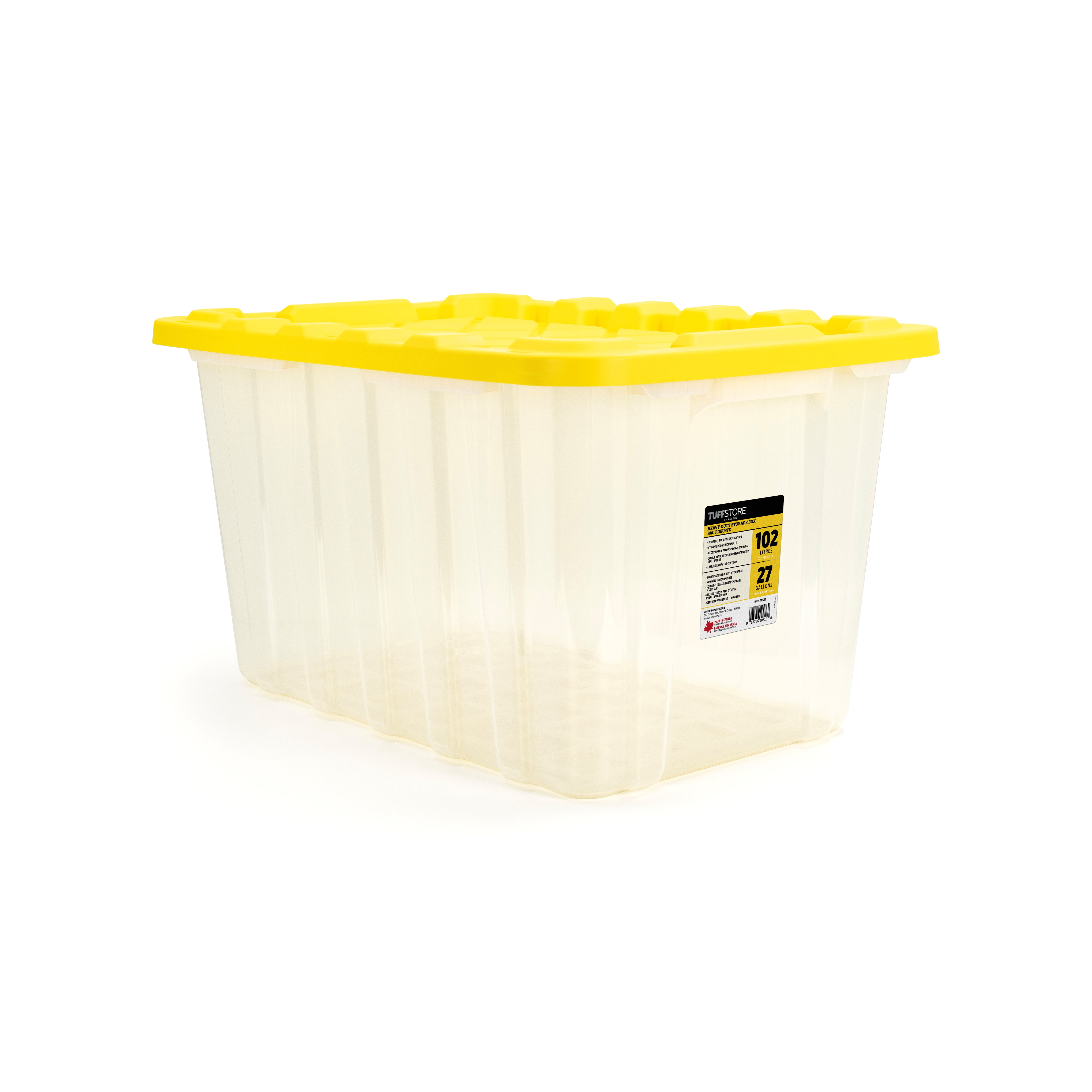 Tuff StoreTM 102L (27 gal.), Heavy Duty - Safety Yellow & Clear