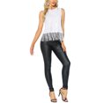 thumbnail image 2 of INSPIRE CHIC Party Tops for Women's Sequin Fringe Trim Sleeveless Round Neck Sparkly Tees L White, 2 of 5