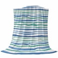 thumbnail image 6 of Green Blue Stripes Blanket Soft Cozy Warm Twin Blanket for Bed, Plush Fuzzy Flannel Fleece Blankets for Sofa, Ocean Waves Abstract Modern Art Throw Blankets for Couch, Gifts for Men, 60"x80", 6 of 9