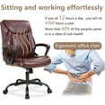 thumbnail image 5 of HYJY Home Office Chair Ergonomic PU Leather Desk Chair Mid Back, Swivel, and Executive Design with Lumbar Support, Armrests, and Adjustable Features (Brown), 5 of 14
