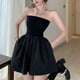 thumbnail image 5 of Vestido corto de verano para mujer, vestido corto informal con parte superior de tubo y tejido acanalado, ajustado, para mujeres y niñas, negro M, 5 of 8